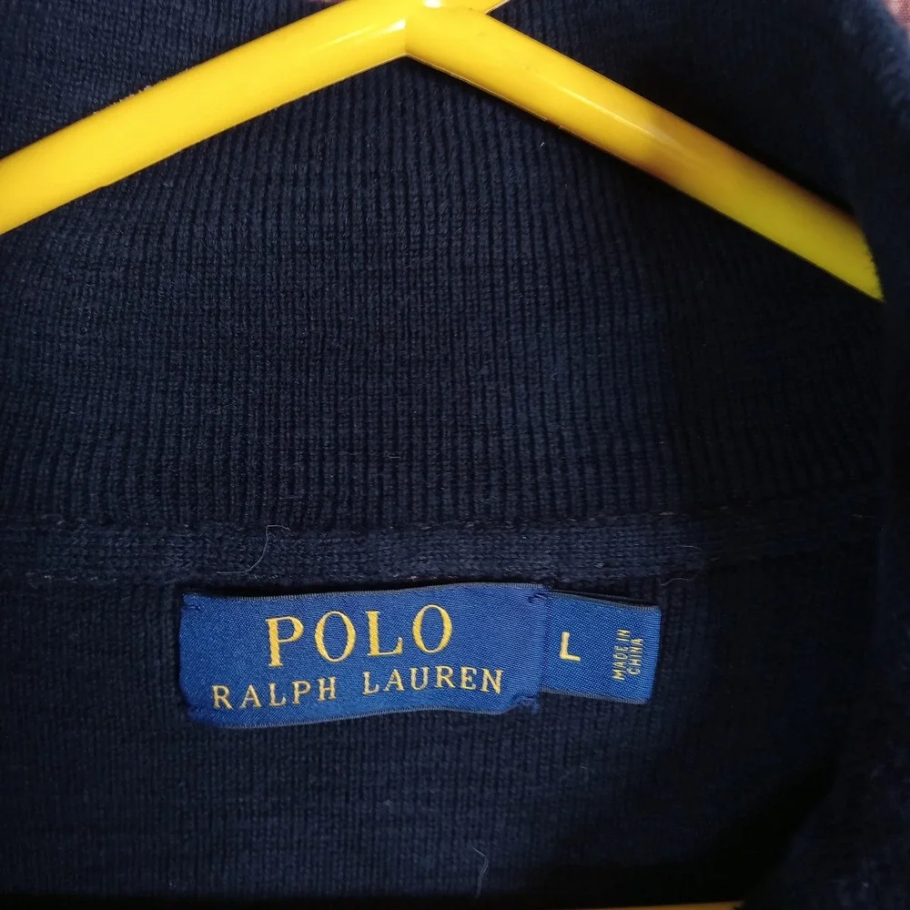 Polo Ralph Lauren Mens Navy Blue 100% Cotton Quarter Zip Polo 67 Sweater L
